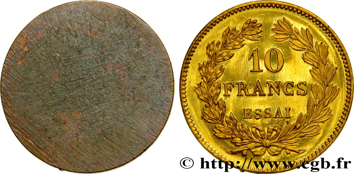 Essai Uniface de 10 francs en bronze doré n.d. Paris VG.2760  SUP62 