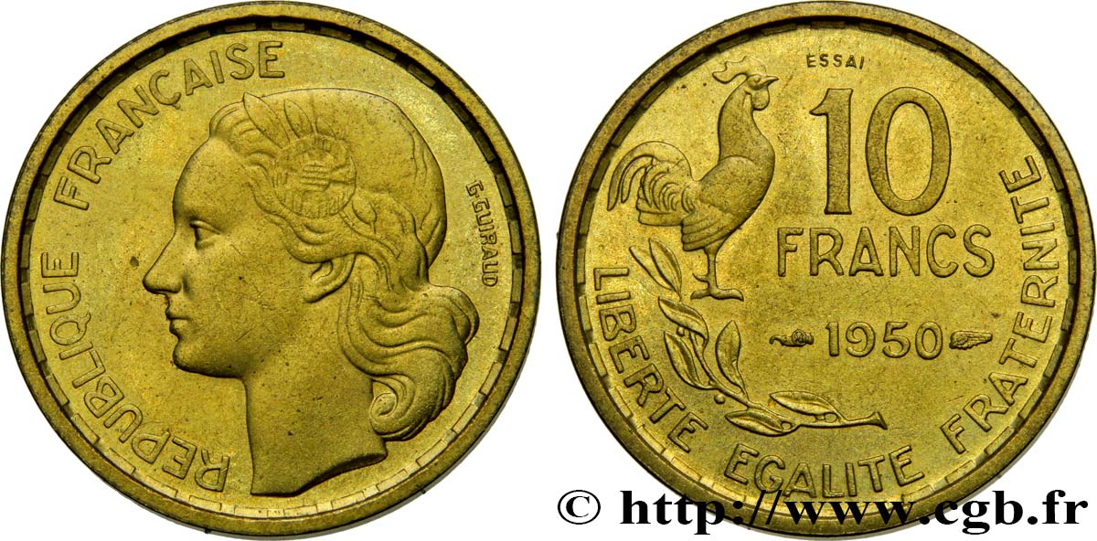 Essai de 10 francs Guiraud 1950  F.363/1 MS60 