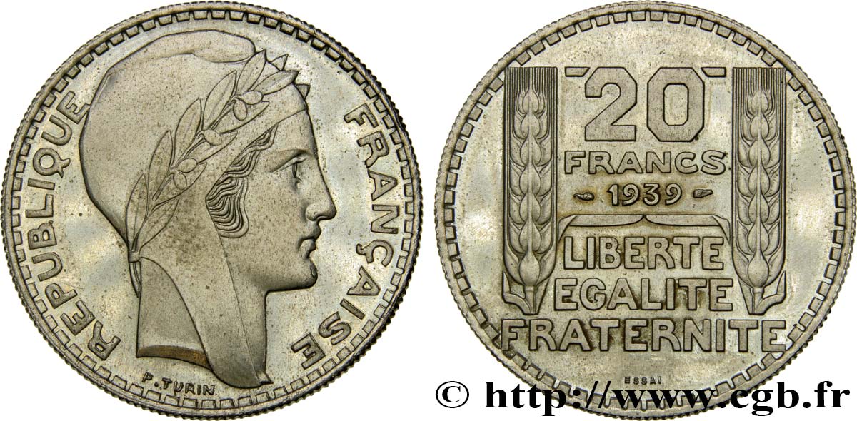 Essai de 20 francs Turin 1939  GEM.200 12 SPL63 