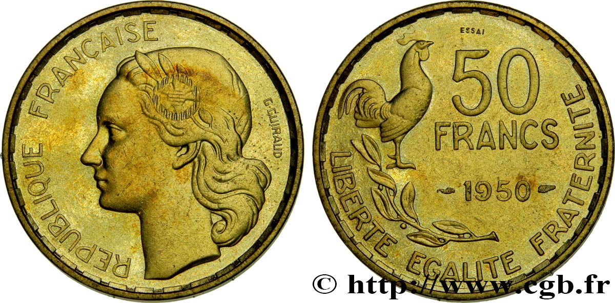 Essai de 50 francs Guiraud 1950 Paris F.425/1 MS60 