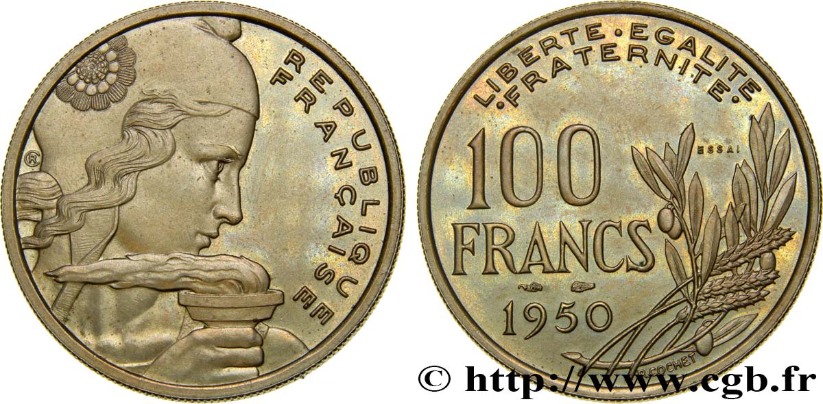 Essai du concours de 100 francs grand module par Cochet 1950 Paris GEM.225 1 fST63 