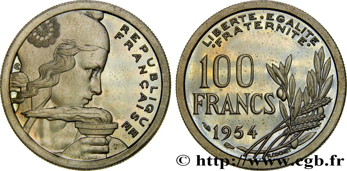 Pré-série sans le mot ESSAI de 100 francs Cochet, listel large 1954  GEM.230 4 MS65 