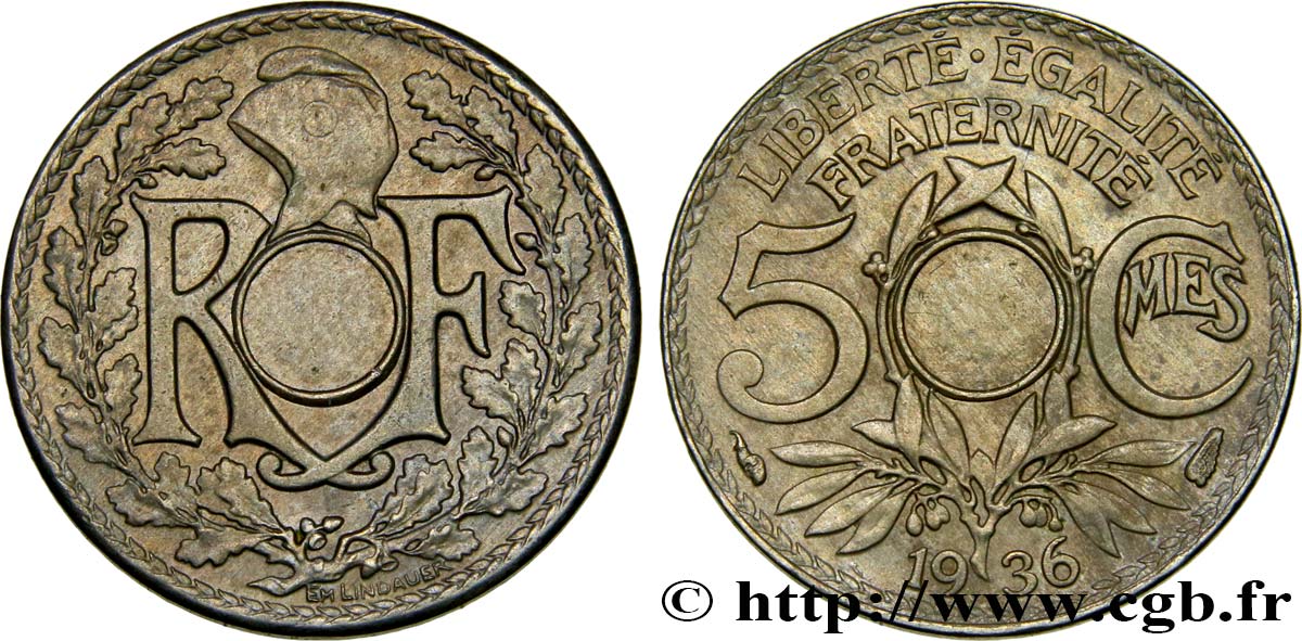 5 centimes Lindauer, petit module, non perforé 1936 Paris F.122/19 var. VZ55 