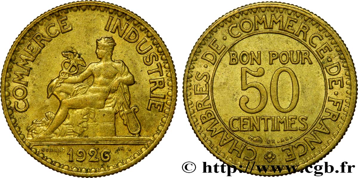 50 centimes Chambres de Commerce 1926 Paris F.191/8 MS62 