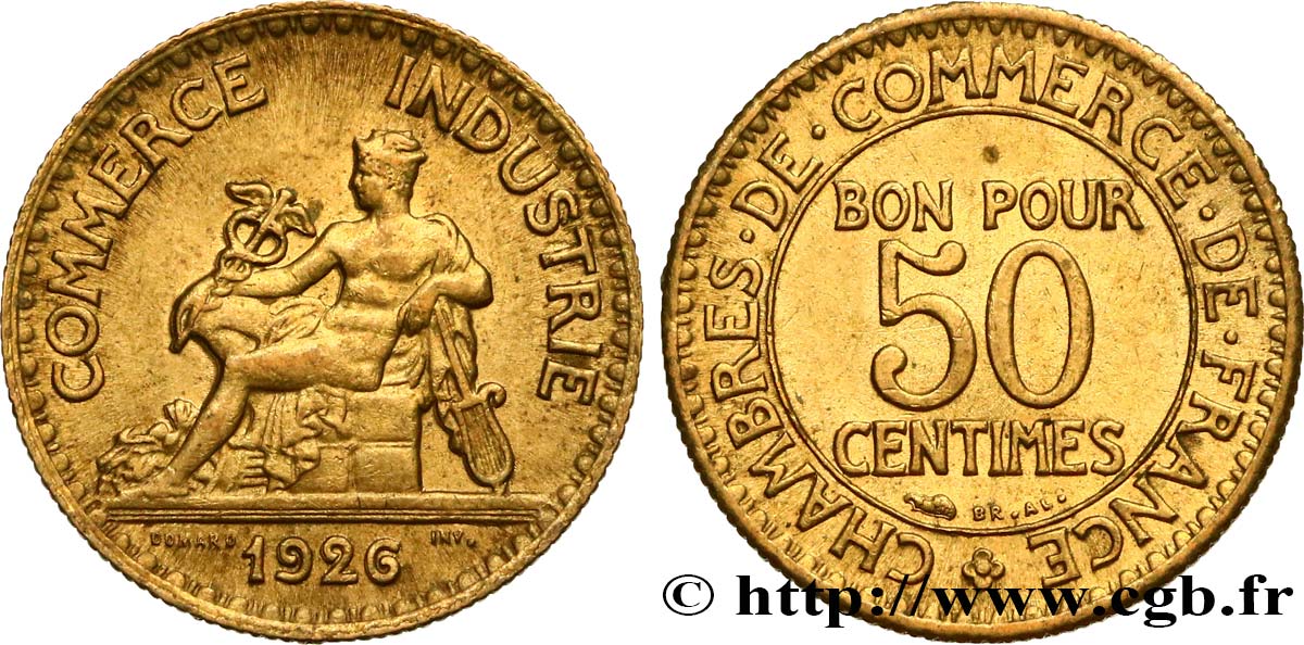 50 centimes Chambres de Commerce 1926 Paris F.191/8 BB50 