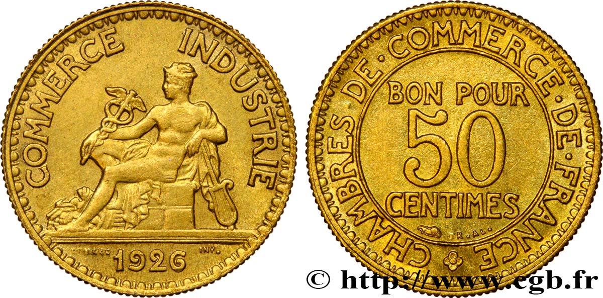 50 centimes Chambres de Commerce 1926 Paris F.191/8 BB52 