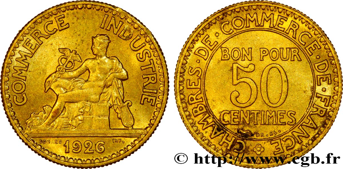 50 centimes Chambres de Commerce 1926 Paris F.191/8 SPL58 