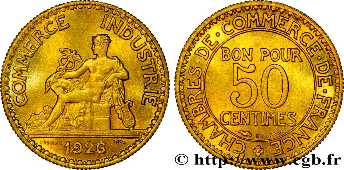 50 centimes Chambres de Commerce 1926 Paris F.191/8 fST64 