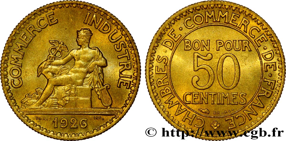 50 centimes Chambres de Commerce 1926 Paris F.191/8 SPL63 