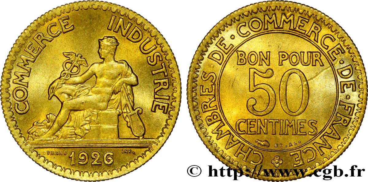 50 centimes Chambres de Commerce 1926 Paris F.191/8 VZ62 