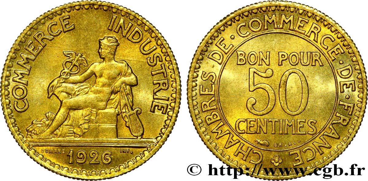 50 centimes Chambres de Commerce 1926 Paris F.191/8 SUP62 
