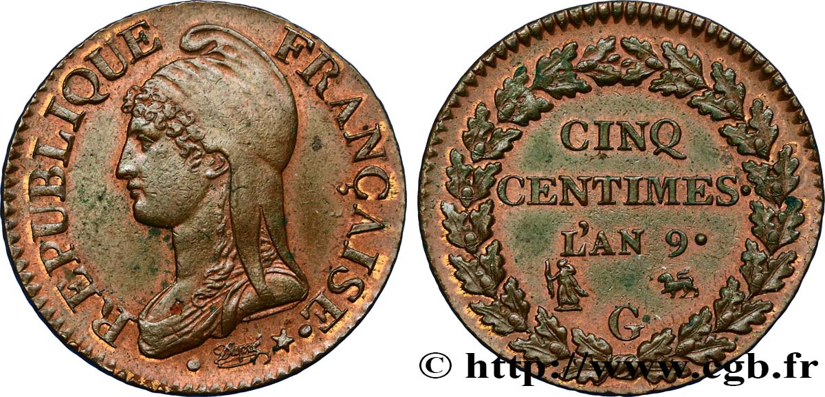 Cinq centimes Dupré, grand module 1801 Genève F.115/158 EBC60 