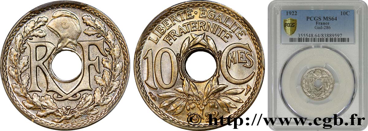10 centimes Lindauer 1922  F.138/6 fST64 PCGS