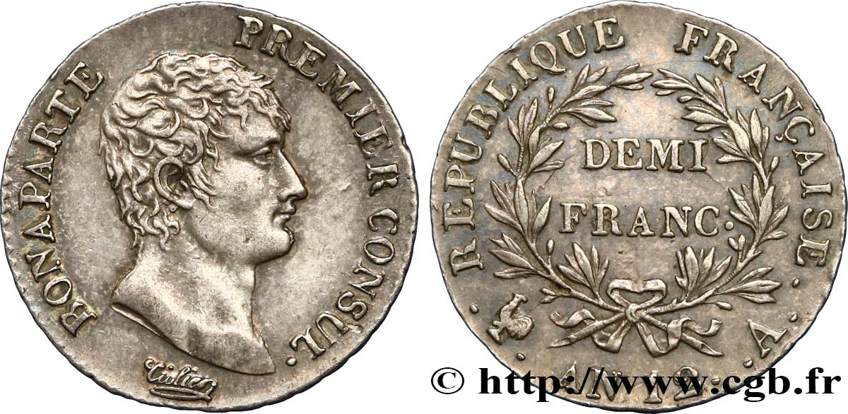 Demi-franc Bonaparte Premier Consul 1804 Paris F.173/2 SUP58 