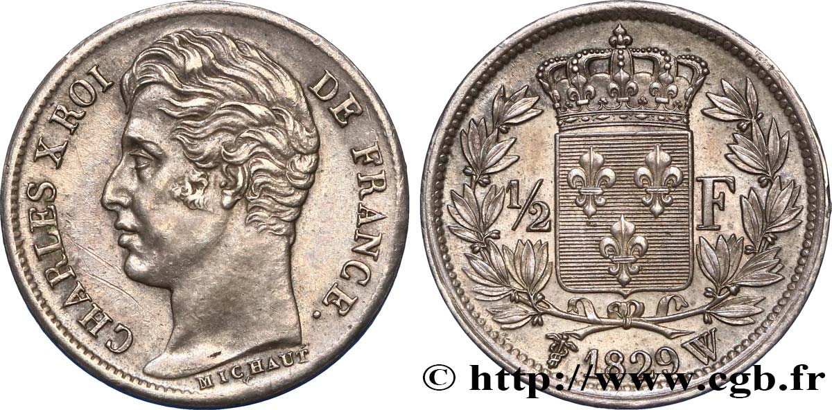 1/2 franc Charles X 1829 Lille F.180/49 SPL63 