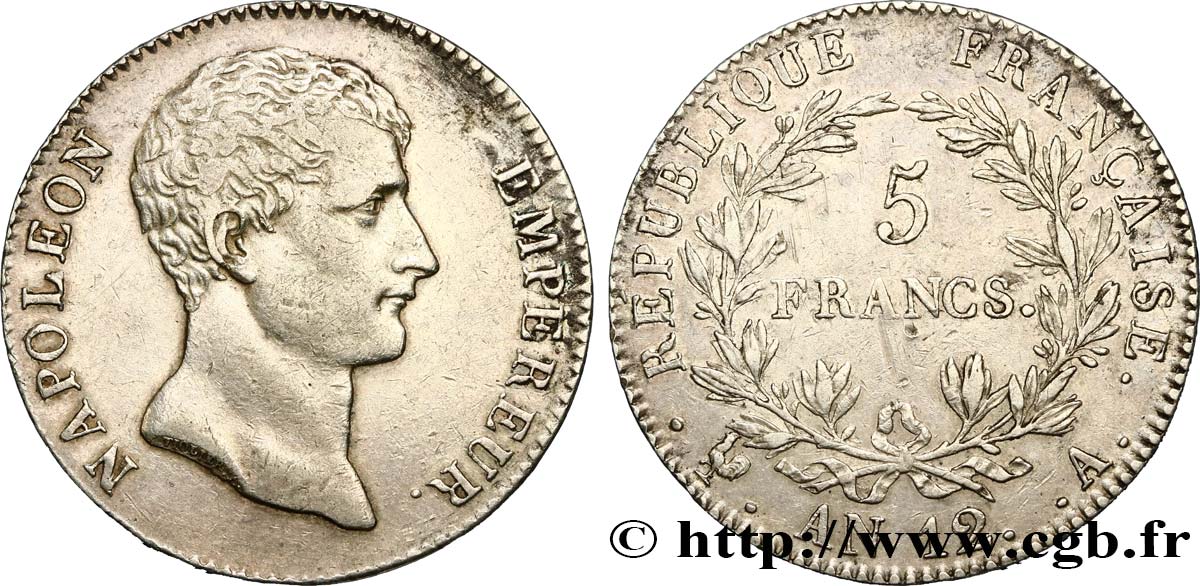 5 francs Napoléon Empereur, type intermédiaire 1804 Paris F.302/1 TTB48 