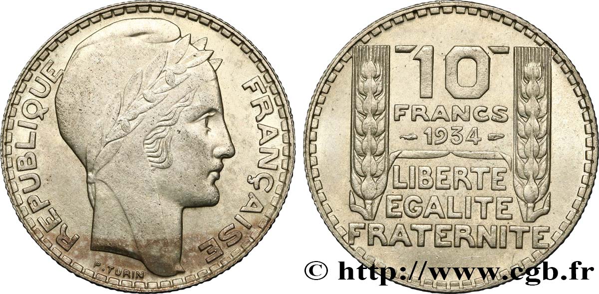 10 francs Turin 1934  F.360/7 AU55 