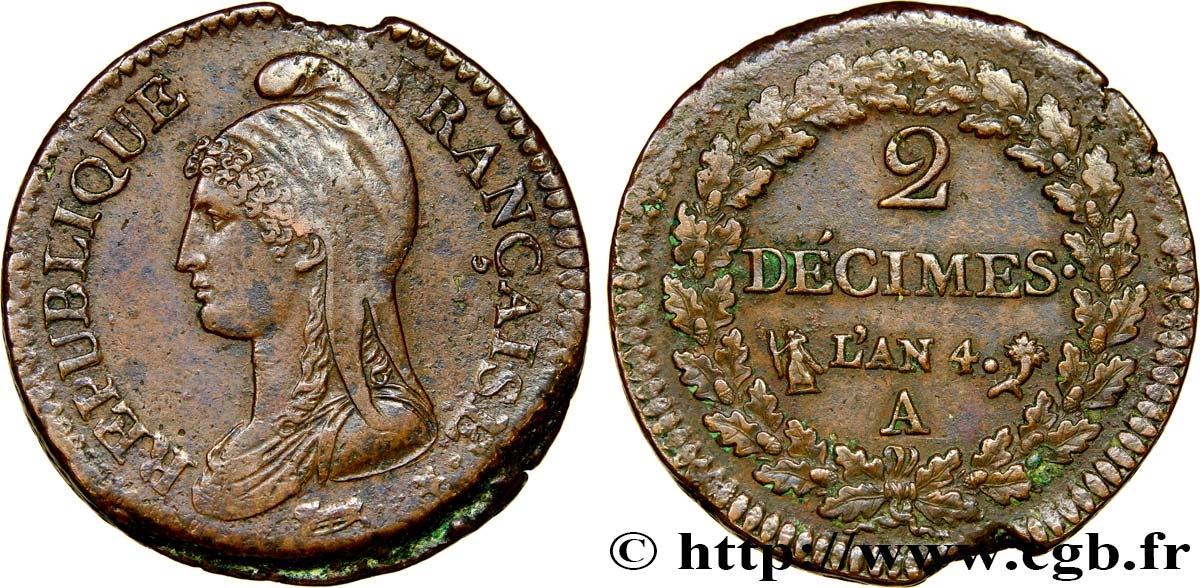 2 décimes Dupré 1796 Paris F.145/1 SS45 