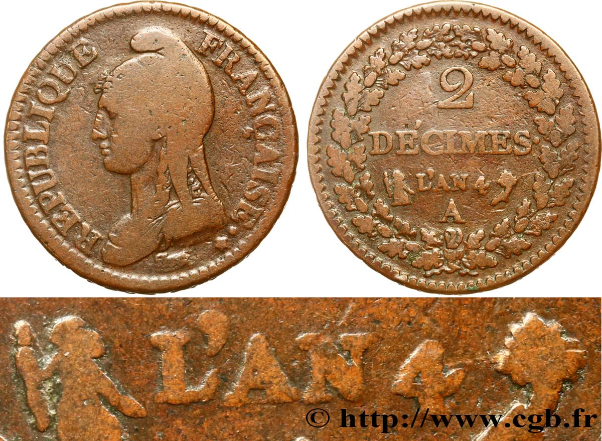 2 décimes Dupré 1796 Paris F.145/1 BC25 
