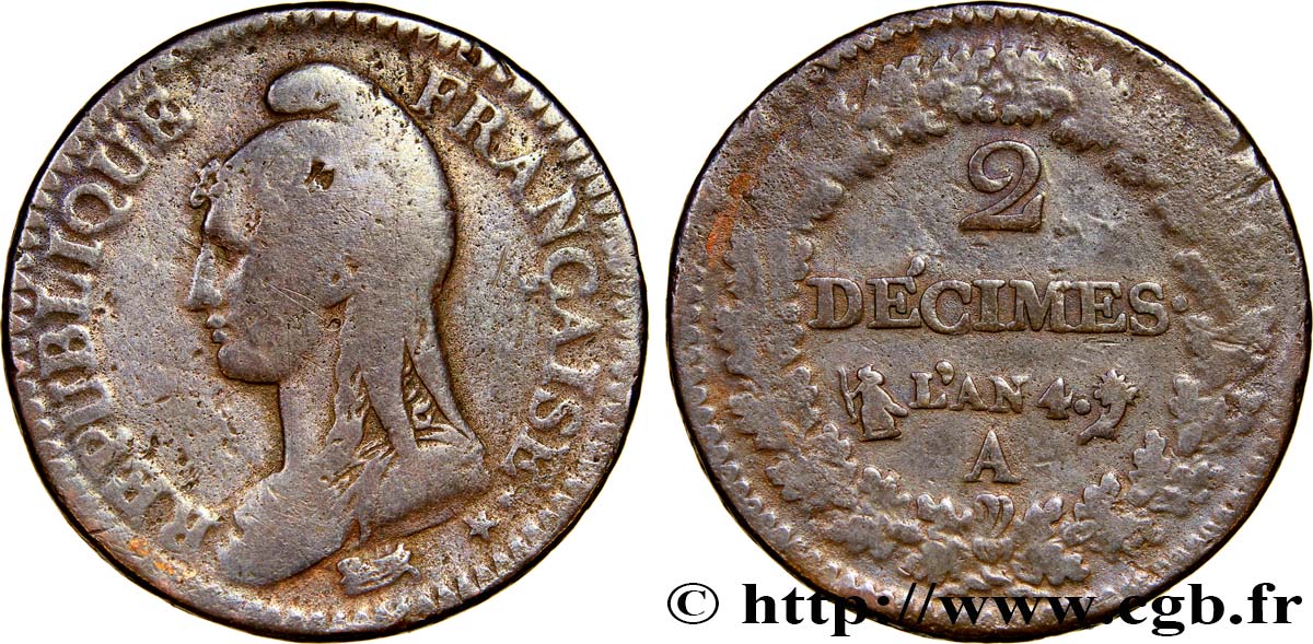 2 décimes Dupré 1796 Paris F.145/1 S15 