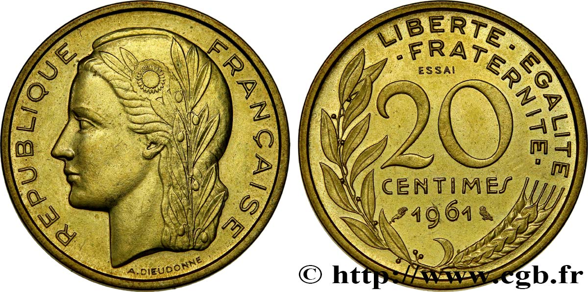 Essai du concours de 20 centimes par Dieudonné 1961 Paris GEM.55 8 VZ62 