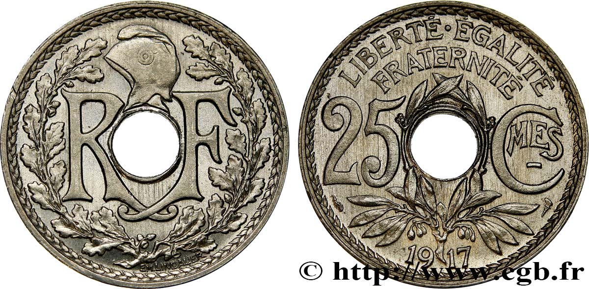 25 centimes Lindauer, Cmes souligné 1917  F.170/5 SPL64 