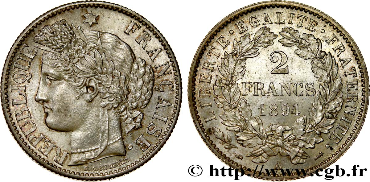 2 francs Cérès, avec légende 1894 Paris F.265/16 SUP58 