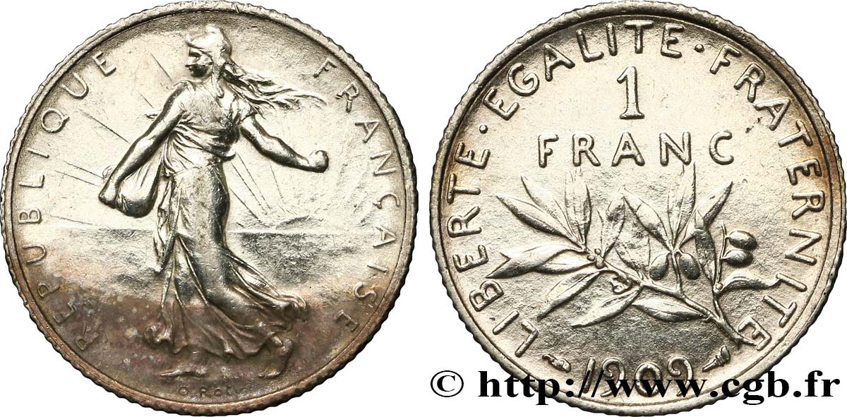 1 franc Semeuse 1909 Paris F.217/14 MBC45 