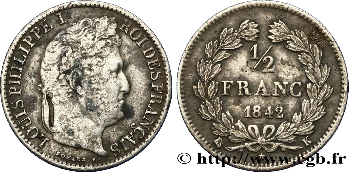 1/2 franc Louis-Philippe 1842 Bordeaux F.182/97 BC35 