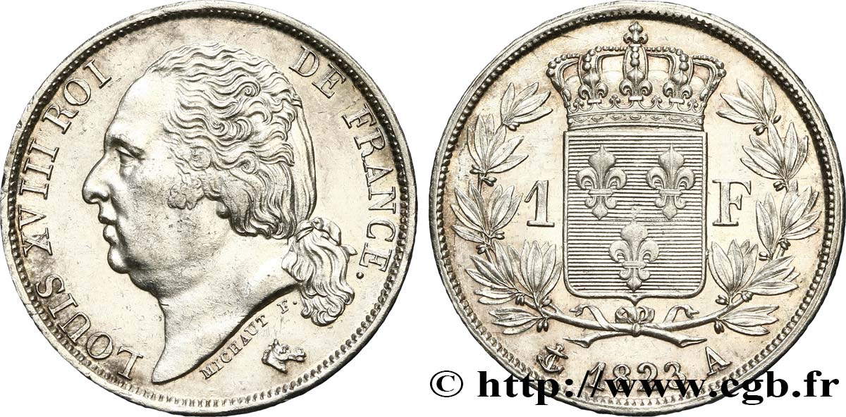 1 franc Louis XVIII 1823 Paris F.206/45 EBC58 