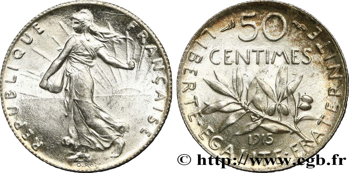 50 centimes Semeuse 1915 Paris F.190/22 SUP62 