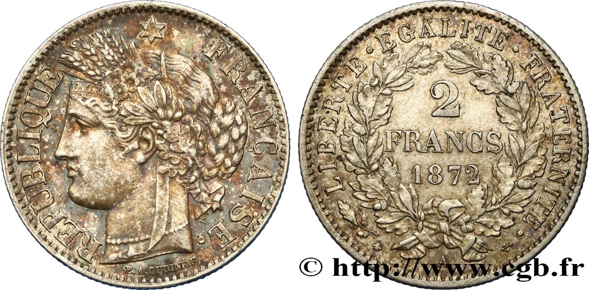 2 francs Cérès, avec légende 1872 Paris F.265/8 TTB52 