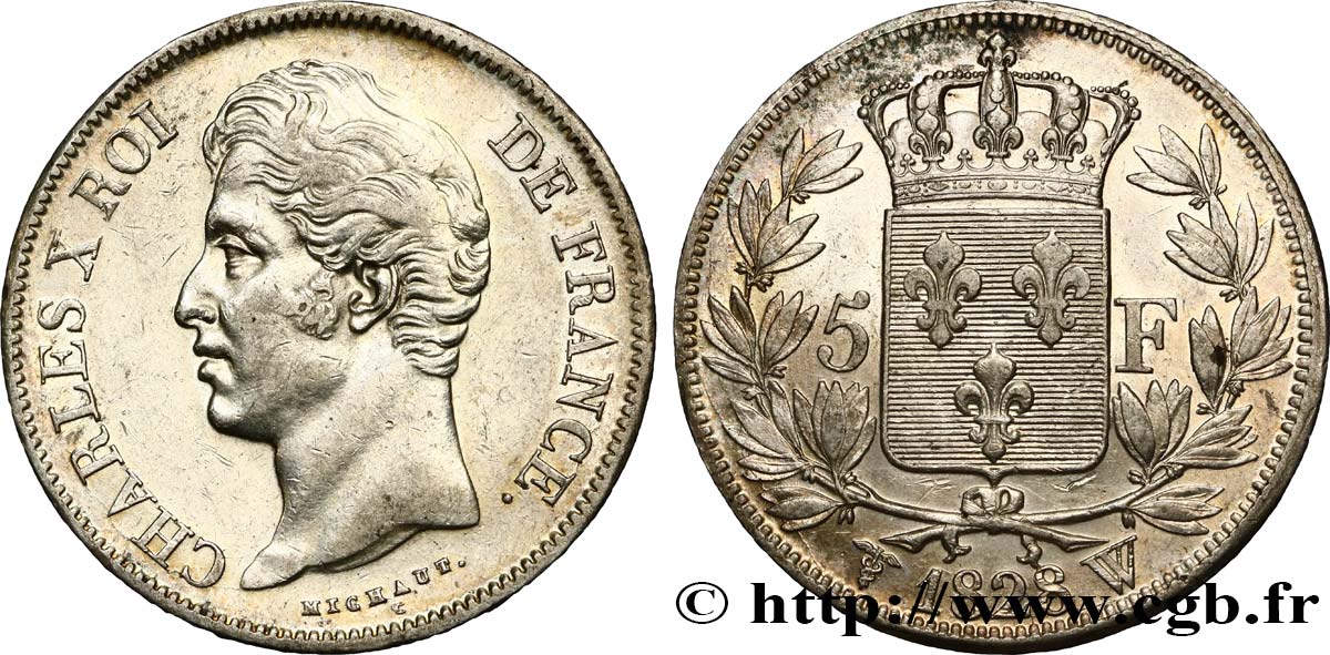 5 francs Charles X, 2e type 1828 Lille F.311/26 TTB52 