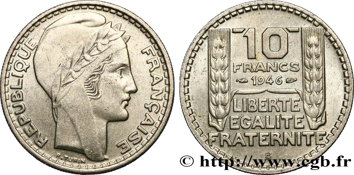 10 francs Turin, grosse tête, rameaux longs 1946 Beaumont-Le-Roger F.361/4 TTB52 