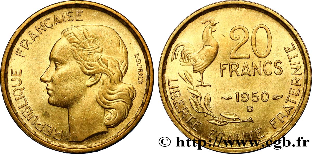 20 francs G. Guiraud 1950 Beaumont-Le-Roger F.402/4 SUP58 