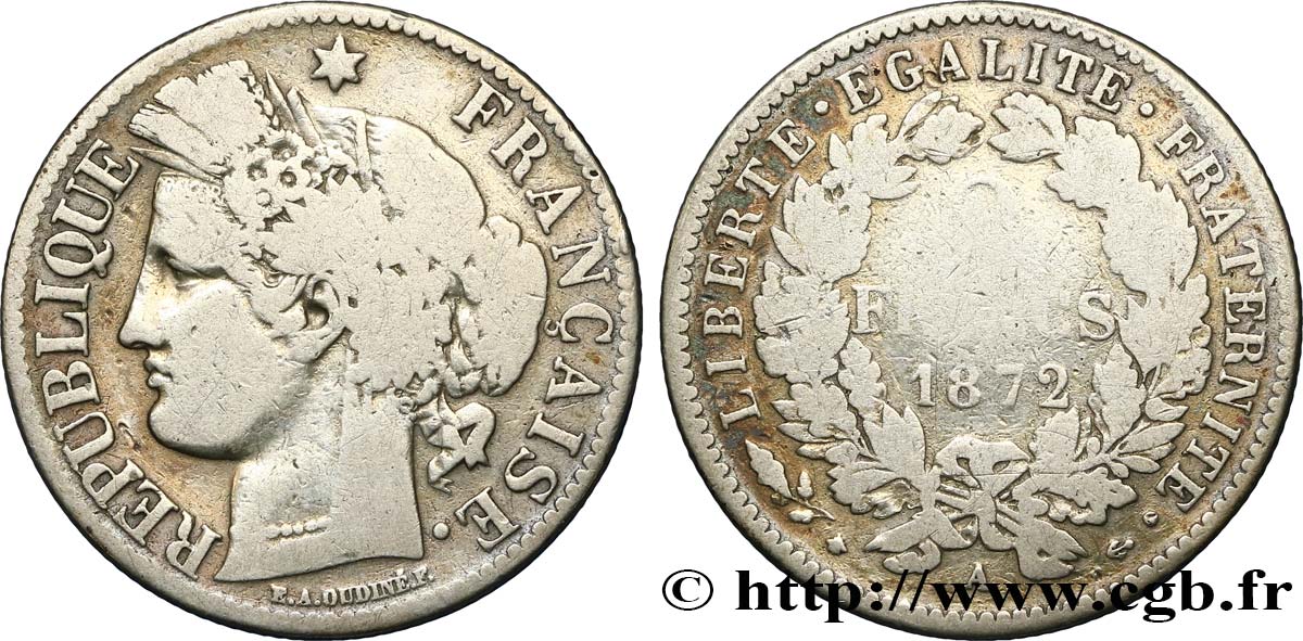 2 francs Cérès, avec légende 1872 Paris F.265/8 B12 
