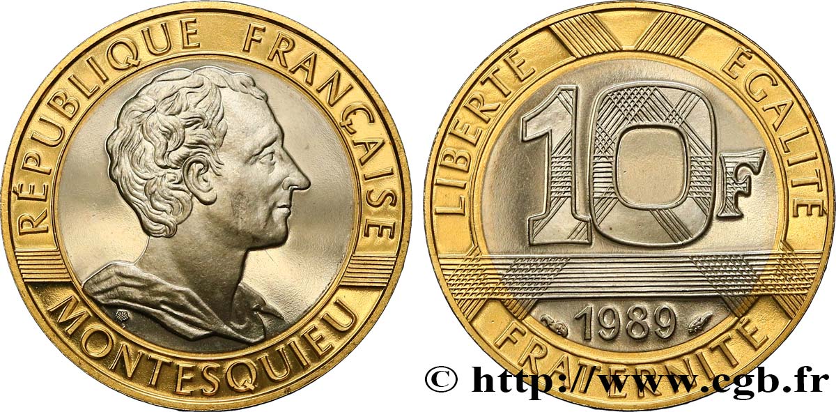 Belle Épreuve Or 10 francs Montesquieu 1989  F5.1305 3 FDC 