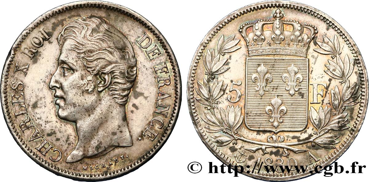 5 francs Charles X, 2e type 1830 Paris F.311/40 EBC55 