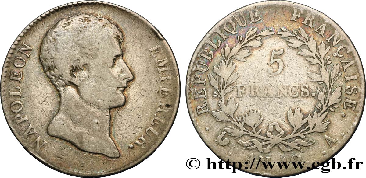 5 francs Napoléon Empereur, type intermédiaire 1804 Paris F.302/1 TB20 