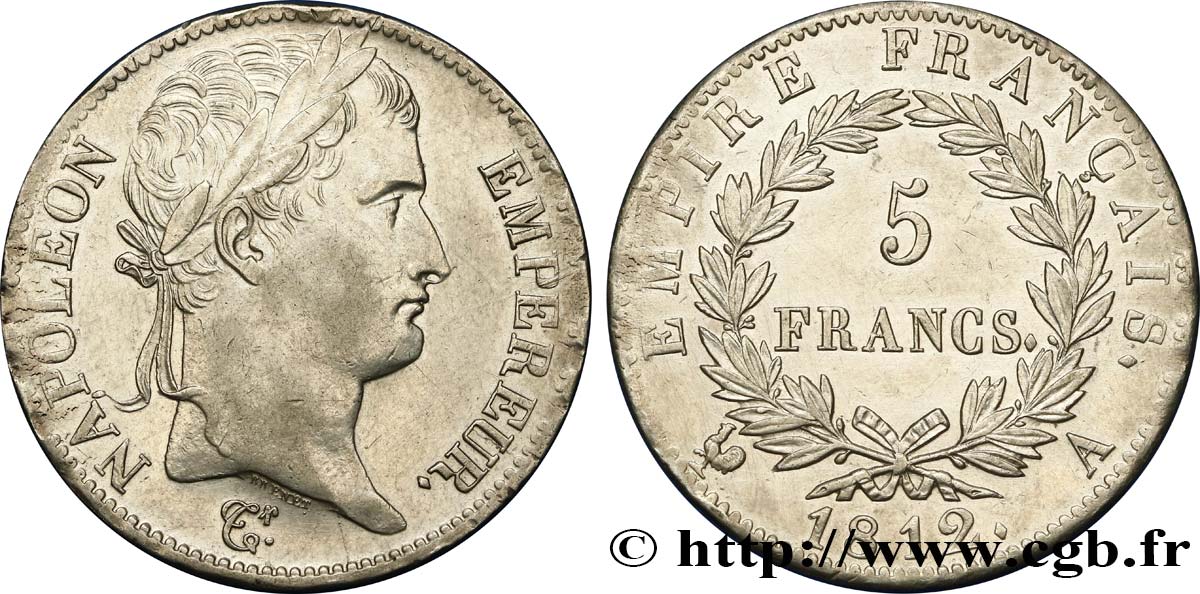 5 francs Napoléon Empereur, Empire français 1812 Paris F.307/41 MBC+ 