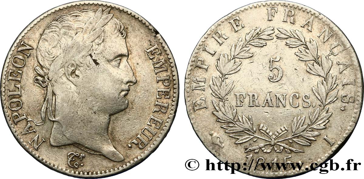 5 francs Napoléon Empereur, Cent-Jours 1815 Limoges F.307A/4 VF30 