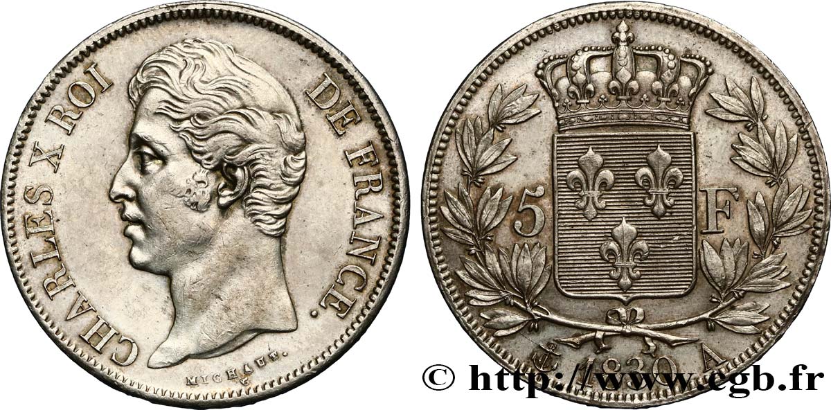 5 francs Charles X, 2e type 1830 Paris F.311/40 MS60 