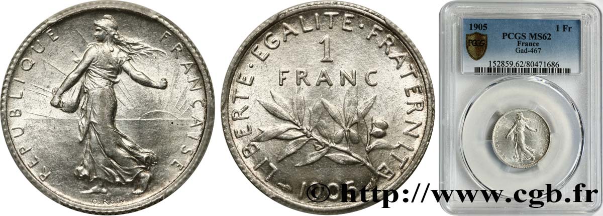 1 franc Semeuse 1905  F.217/10 EBC62 PCGS