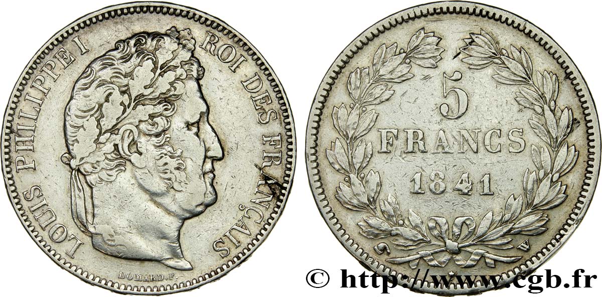 5 francs IIe type Domard 1841 Lille F.324/94 TB+ 