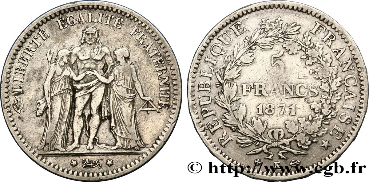 5 francs Hercule 1871 Bordeaux F.334/5 S35 