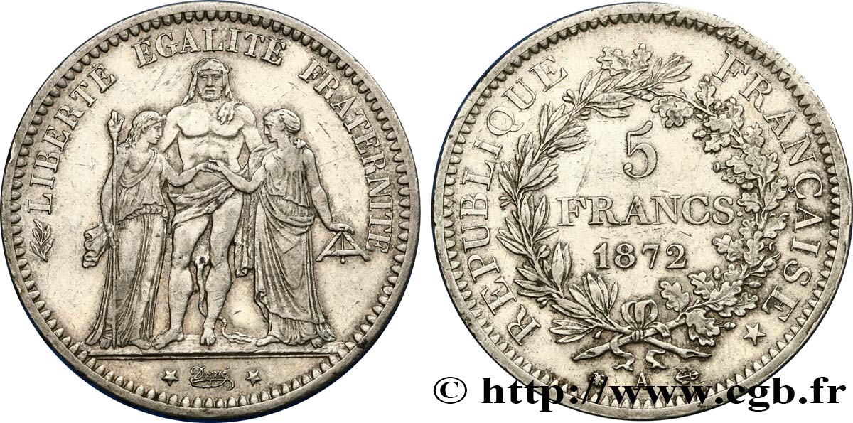5 francs Hercule 1872 Paris F.334/6 MBC48 