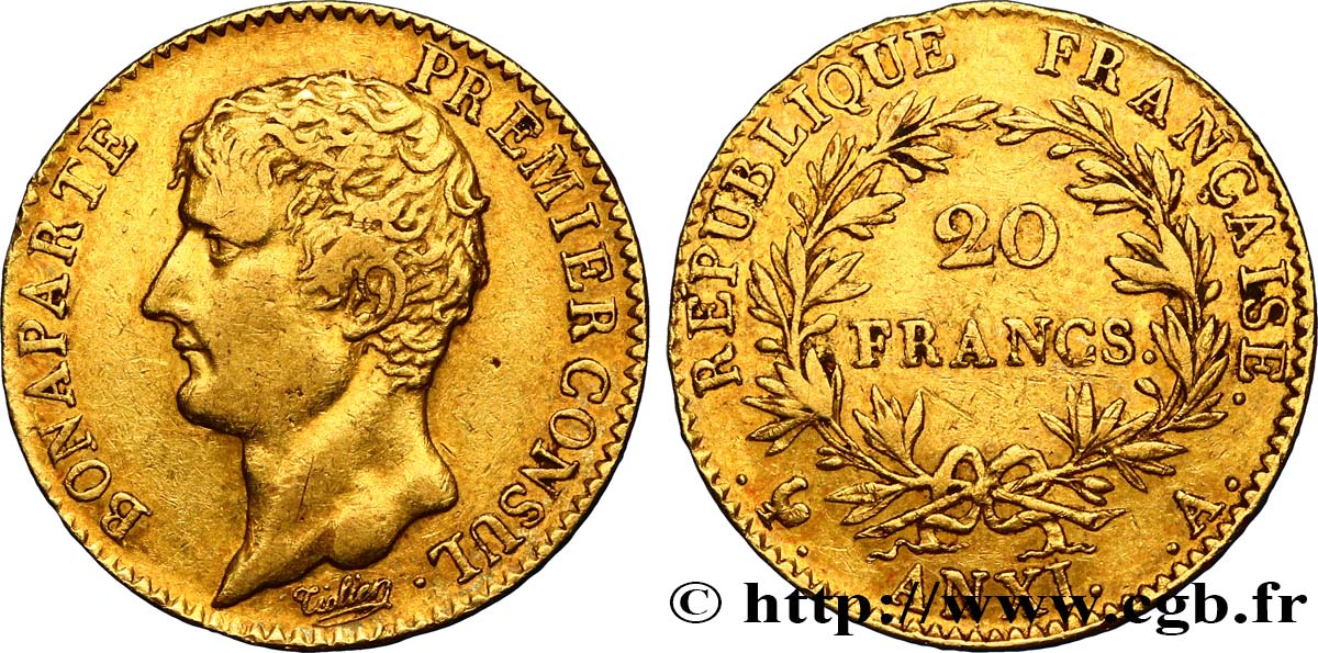 20 francs or Bonaparte Premier Consul 1803 Paris F.510/1 SS40 