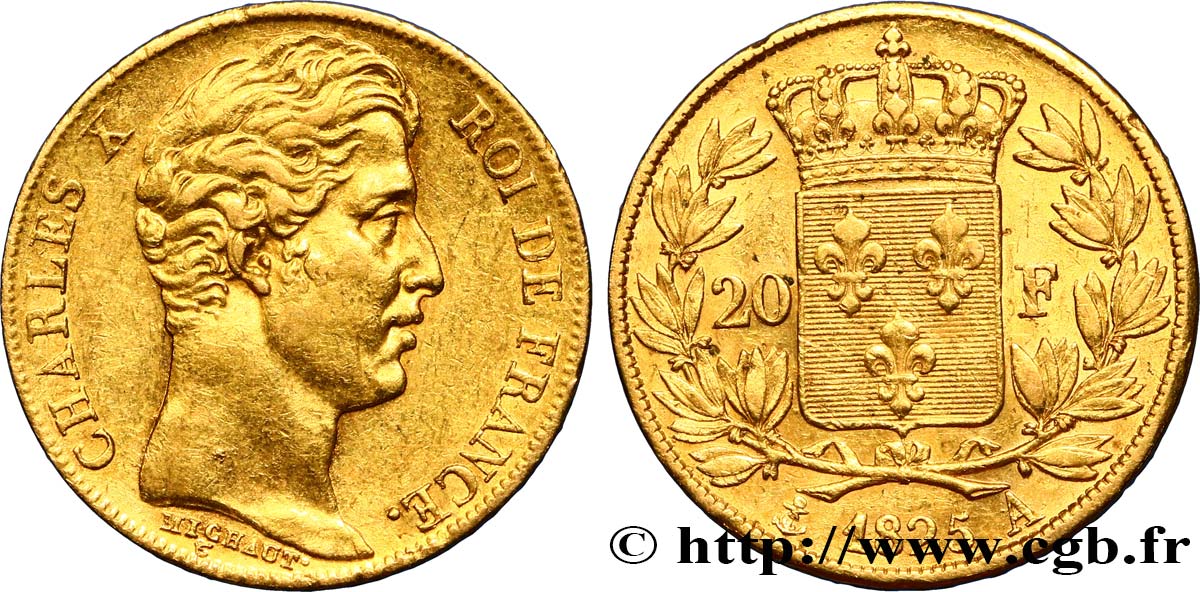 20 francs or Charles X 1825 Paris F.520/1 BB45 