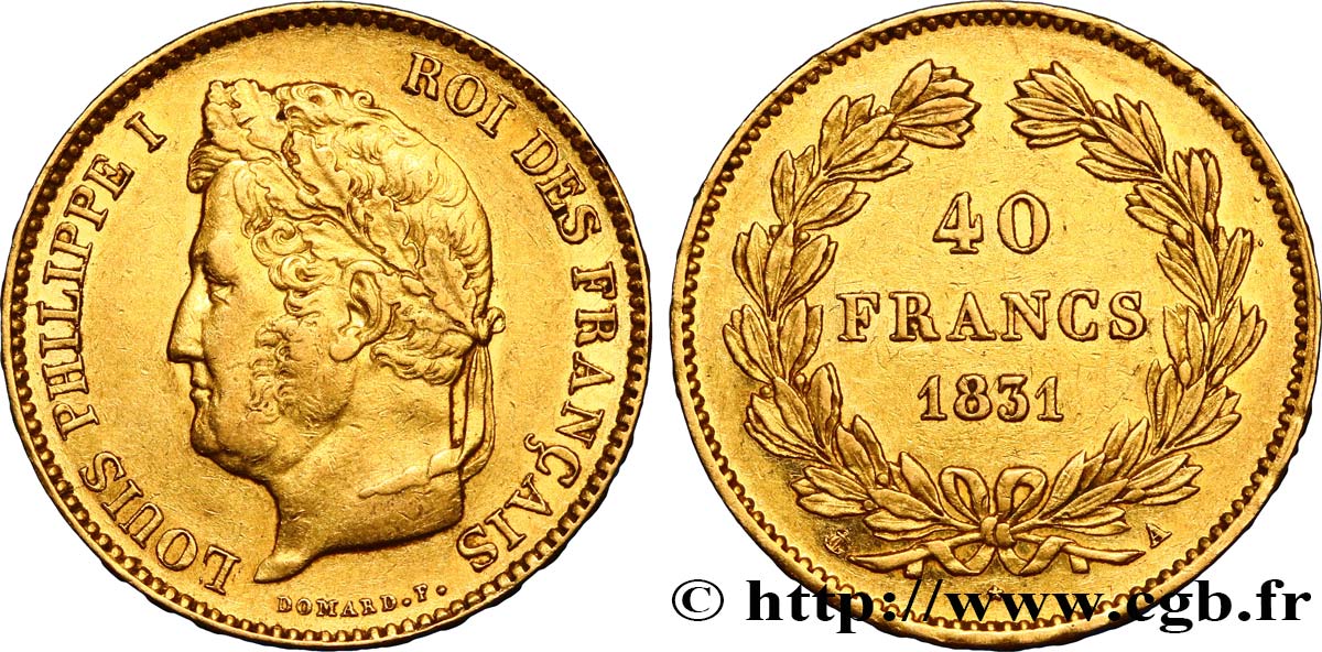 40 francs or Louis-Philippe 1831 Paris F.546/1 MBC50 