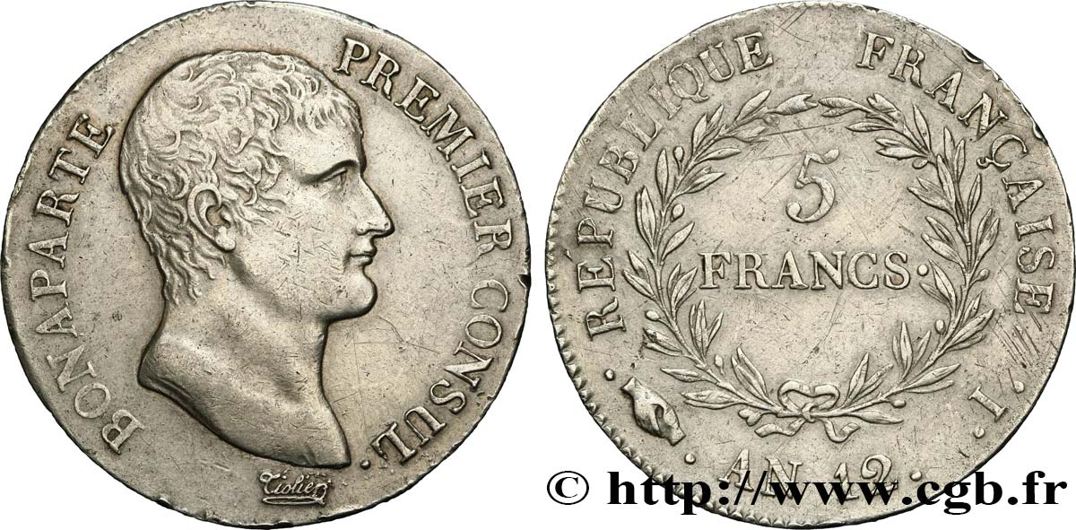 5 francs Bonaparte Premier Consul 1804 Limoges F.301/16 TTB 